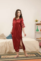 Single piece Imported long Gown - Maroon - Free Size